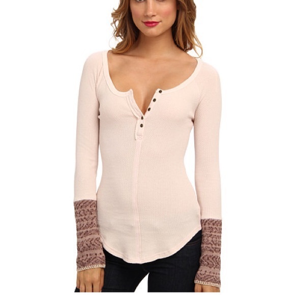 Free People Tops - Free People Alpine cuff Thermal in frosty pink
